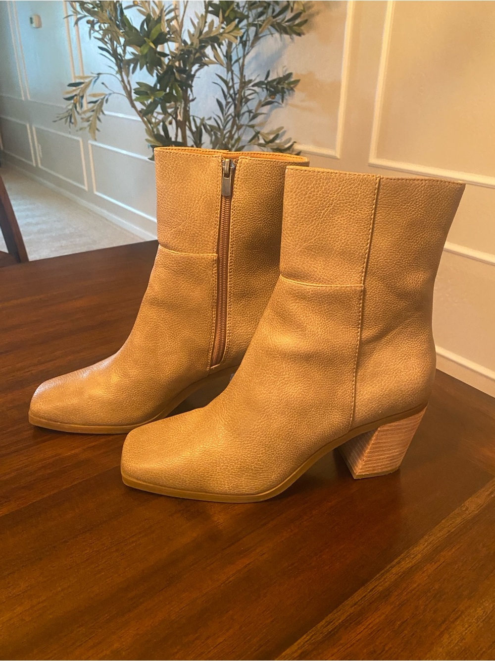 Yellow Box Taupe Ankle Booties with Block Heel